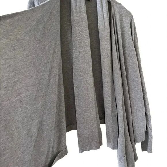 Michael Kors Gray Asymetrical Long Sleeves Knit Drape Open Front Cardigan L - Picture 12 of 14